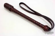 9" Black/Brown Leather Springloaded Blackjack w/ Strap