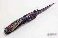 Carved Floral Mosaic Damascus and Black Pearl Linerlock