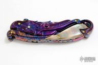 Carved Floral Mosaic Damascus and Black Pearl Linerlock