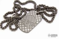 Machined Titanium Pendant with Chain Mail Chain - Skull