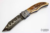 Damascus and Bark Mammoth Ivory Linerlock