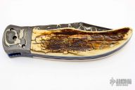 Damascus and Bark Mammoth Ivory Linerlock