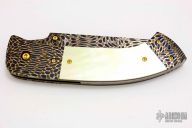 Damascus and Gold Lip Pearl Linerlock