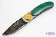 Paul Pocket Knife - Damascus Blade / Polished Jade Handle