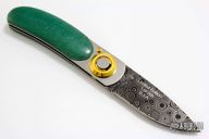 Paul Pocket Knife - Damascus Blade / Polished Jade Handle