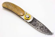 Paul Pocket Knife - Damascus and Sandstone 1 of 100