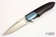 Hybrid Drop Point - Blued Damascus and Carbon Fiber