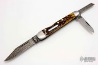 TB2005 Lockback Whittler - Antique Jigged Bone/Damascus