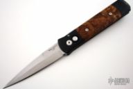 Godfather 906 SW - Black Handle / Maple Burl Inlay / Stonewash Plain Edge