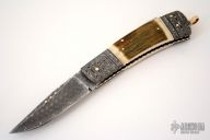 Damascus & Mammoth Ivory Lockback