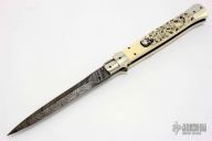 Damascus and Ivory Picklock - Skull Scrimshaw