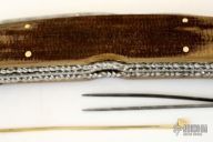 Three Blade Damascus & Mastodon Ivory Lockback