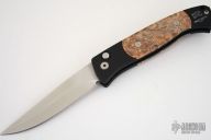 Brend Auto #2 Proto - Black Handle w/ Box Elder / Satin Plain Edge