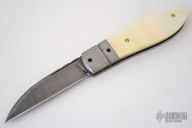 Damascus & Gold Lip Pearl Slipjoint