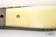 Damascus & Gold Lip Pearl Slipjoint