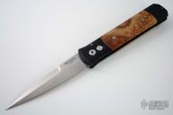 Godfather - Black Handle / Maple Burl Inlays / Satin Plain Edge