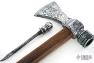 Damascus Pipe Tomahawk w/ Hidden Knife
