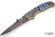 Damascus & Mammoth Tooth Lockback