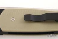 Brend Auto #1 - Black Handle w/ Tan G10 / Satin Plain Edge