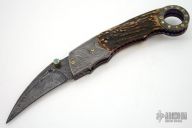 Damascus & Stag Karambit Folder