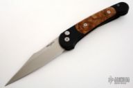 Monaco 506 - Black Handle / Maple Burl Inlay / Satin Blade