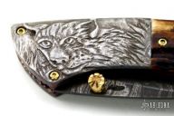 Carved Damascus & Stag Folder