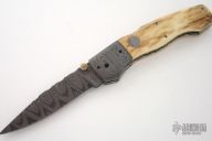 Damascus & Mammoth Ivory D/A Lockback