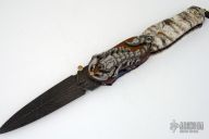 Assisted Carved Damascus & Mammoth Tooth Folder