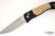 Brend Auto #3 1306 - Black Handle w/ Maple Burl / Satin Plain Edge