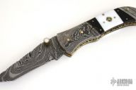 Damascus, Buffalo Horn & Pearl Slipjoint