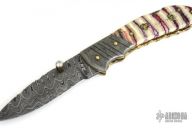 Damascus & Mammoth Tooth Lockback