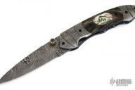 Damascus, Buffalo Horn & Abalone Folder