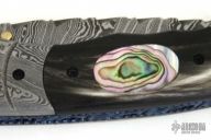 Damascus, Buffalo Horn & Abalone Folder