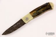 Damascus and Mammoth Ivory Lockback