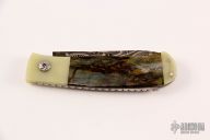 Damascus and Mammoth Ivory Lockback