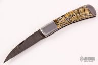 D4 Wharncliffe Lockback - Damascus and Mammoth Ivory