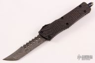 219-16BLTI Combat Troodon Hellhound - Carbon Fiber Top w/ Blue Ringed w/ Ti HW Damascus Standard