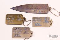 Set of 3 "Get out of Hell Free" tags and a Ti Scrapper