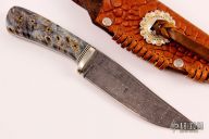 Burl Wood and Damascus Hunter