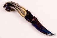 Damascus and Black Lip Pearl Linerlock
