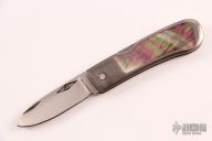 Lockback - Damascus and Black Lip Pearl