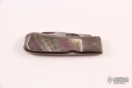 Lockback - Damascus and Black Lip Pearl