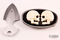 Bone and Buffalo Horn Buckle w/ Hidden Push Dagger