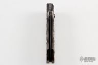 Carved Auto w/ Feather Damascus Blade