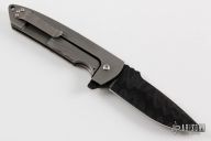 Rockeye Flipper-Damascus & Carbon Fiber 