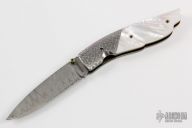 "Silver Bird" Damascus and Pearl Liner Lock