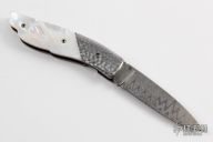 "Silver Bird" Damascus and Pearl Liner Lock