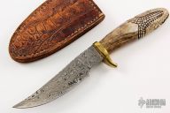 Carved Stag Damascus Hunter