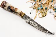 Scrimshawed Damascus Hunter