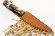 Scrimshawed Damascus Hunter